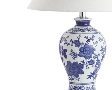 Song 21.5" Ceramic/Crystal Chinoiserie Floral LED Table Lamp - JONATHAN Y